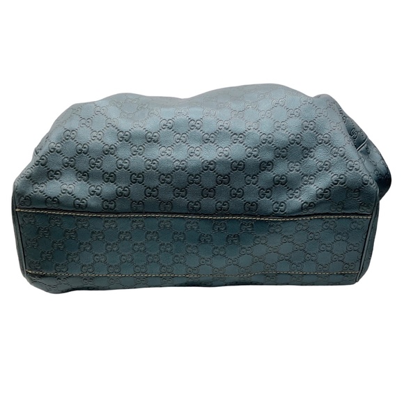 GUCCI SLATE BLUE METALLIC GG MONOGRAM GUCCISSIMA LEATHER LARGE SUKEY TOTE HANDBA - Picture 5 of 13
